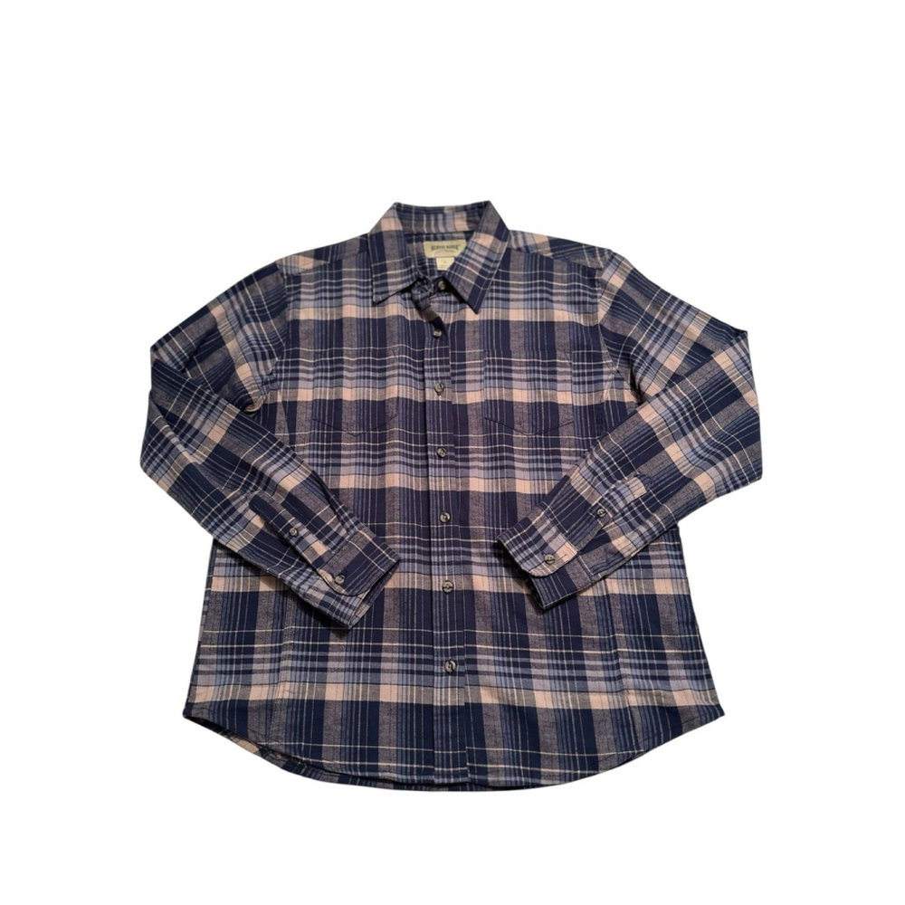 Rustic Ridge Flannel Shirt Womens Sz Large Blue Plaid Button Front Long Sleeves